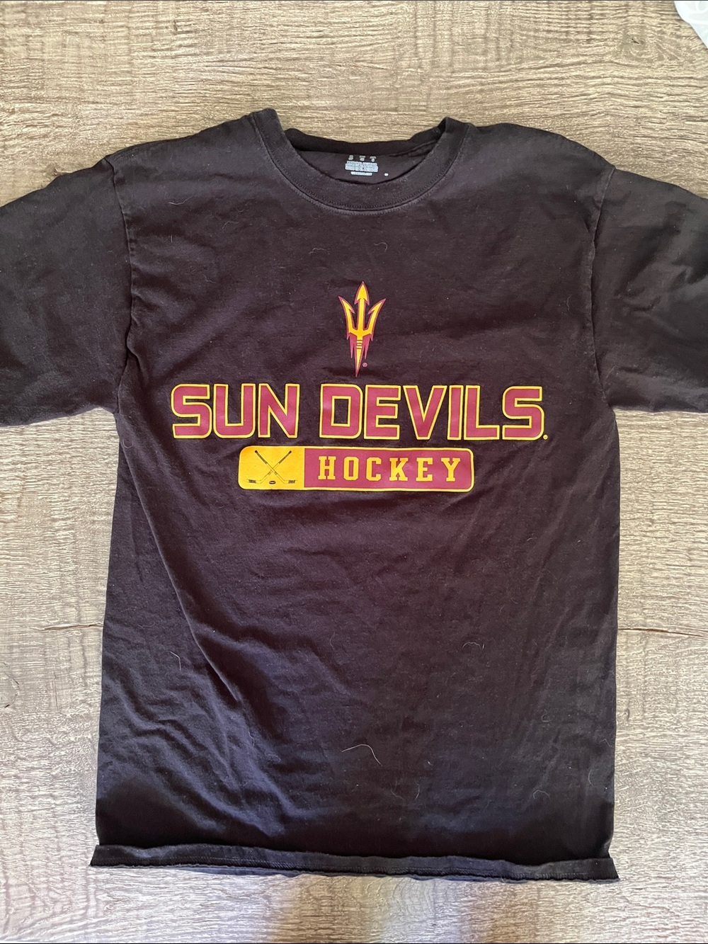 Champion Black Sun Devils Hockey Graphic Tee with Gold & Maroon Logo